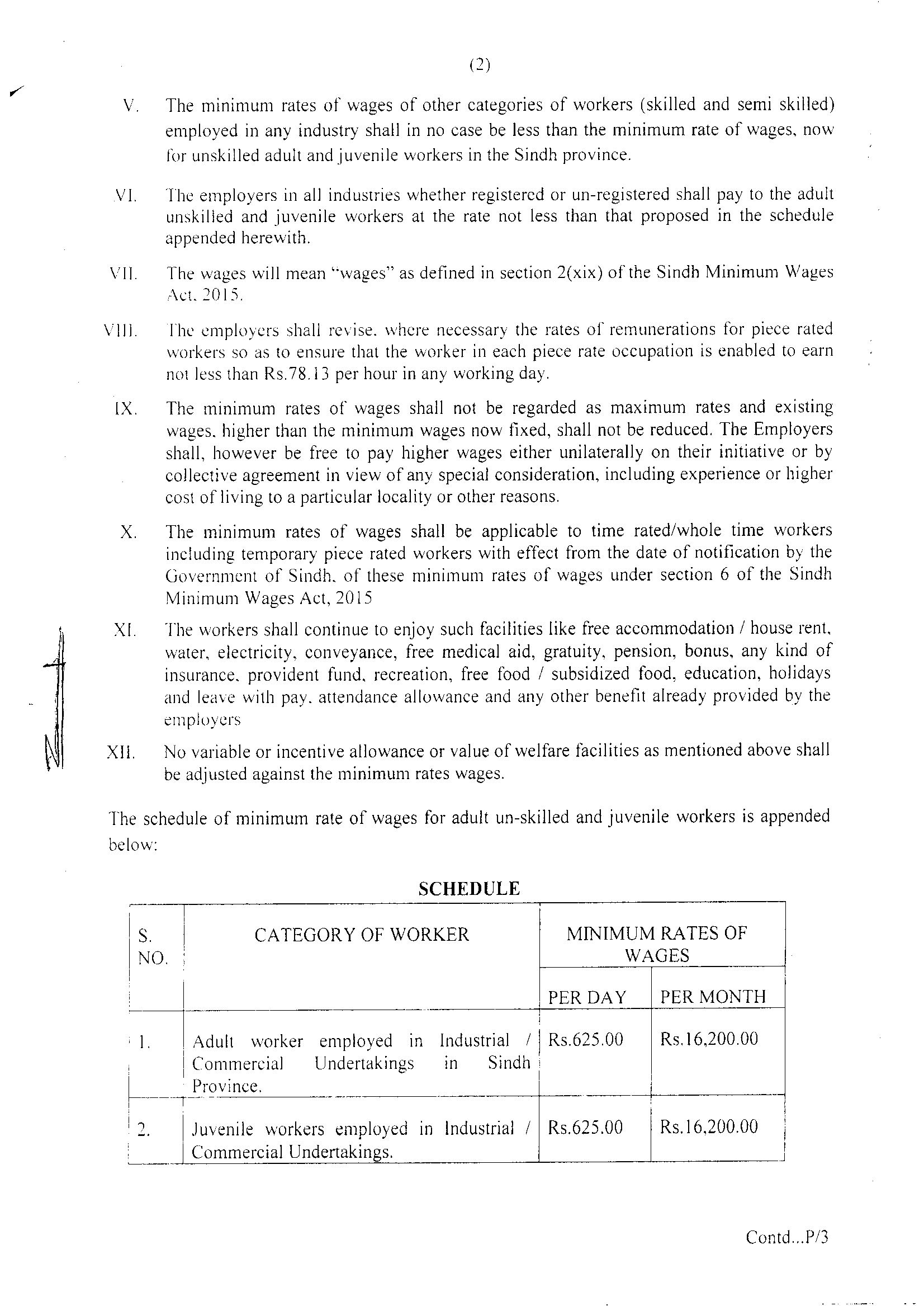 Sindh Minimum Wage Notification 8 October 2018 Employers Federation