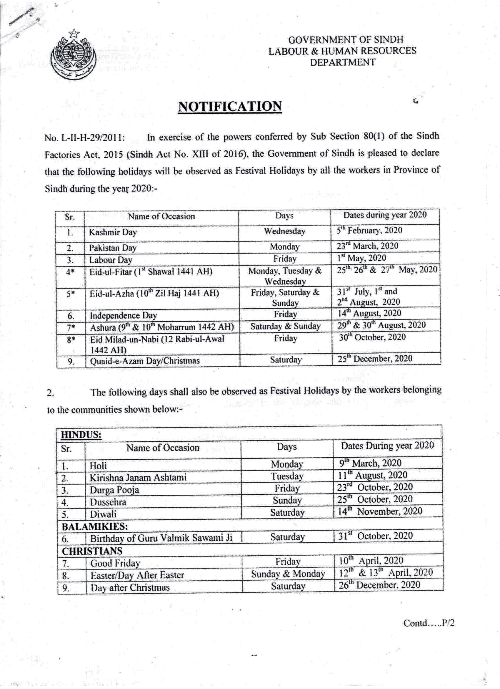 public-holidays-govt-of-sindh-2020-employers-federation-of-pakistan